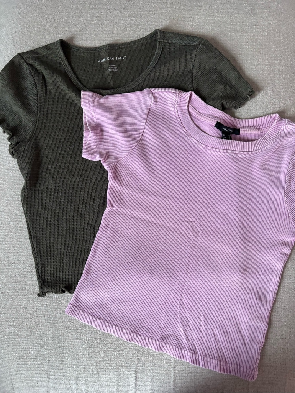 Bundle of Two Stylish Tee Shirts - Olive & Pink Lavender